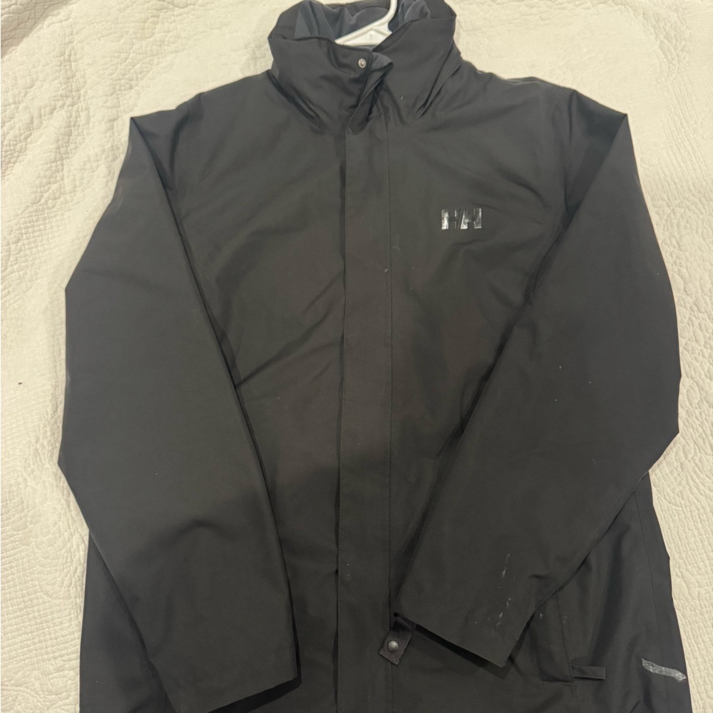Helly Hansen Black Raincoat with Full-Length Zipper